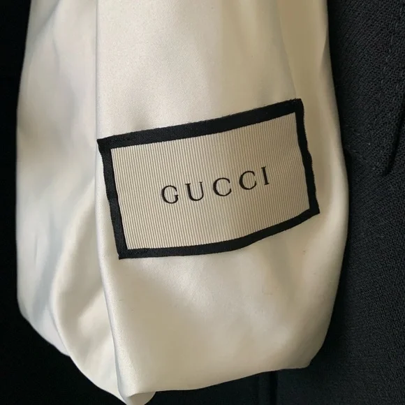 GUCCI black wool jacket large logo belt button down cuff long coat Luxury NWT - Picture 12 of 14